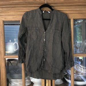 Zara hunter green linen top